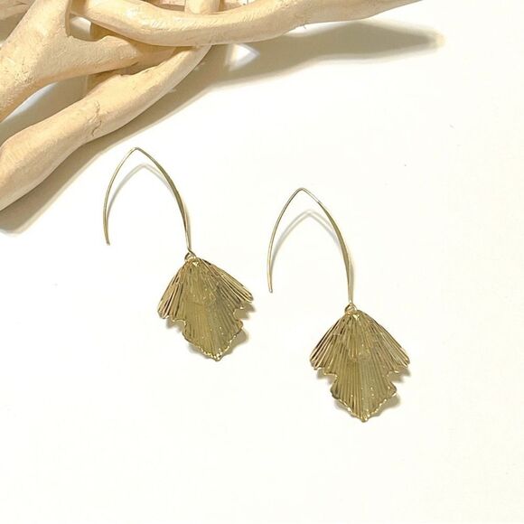 Gold leaf drop earrings #558 - Picture 3 of 6